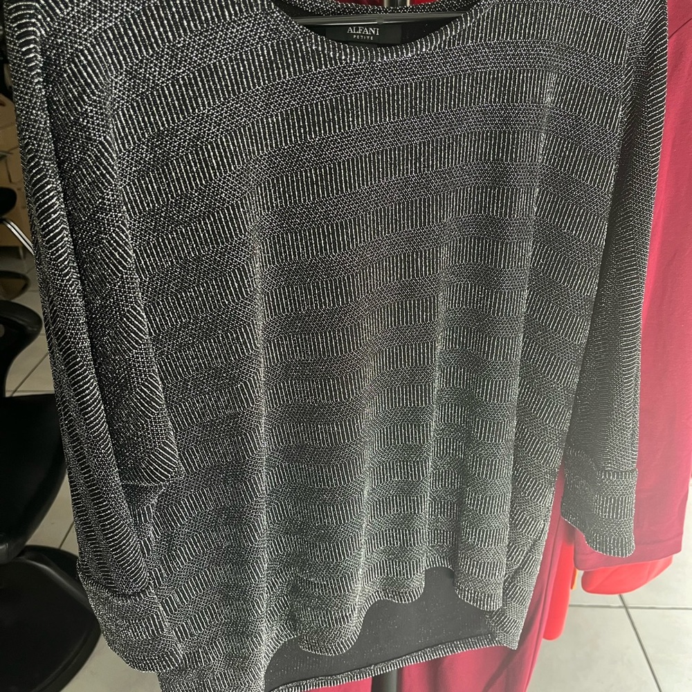 Alfani Monochrome Patterned Knit Top